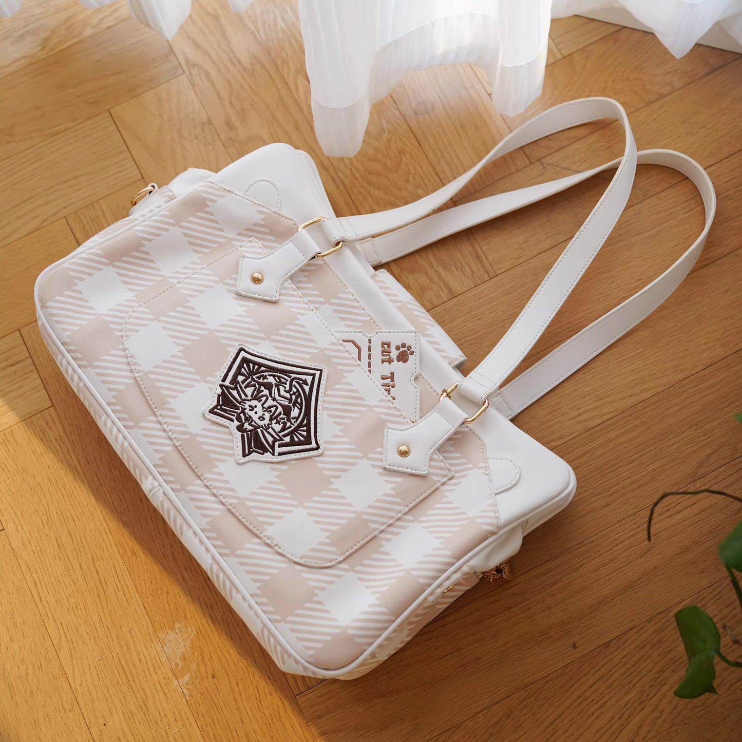 【予約】morning glory 猫の契約 スクバ風 チェック柄 痛バッグ 全7色(チケット風カードケース付き)