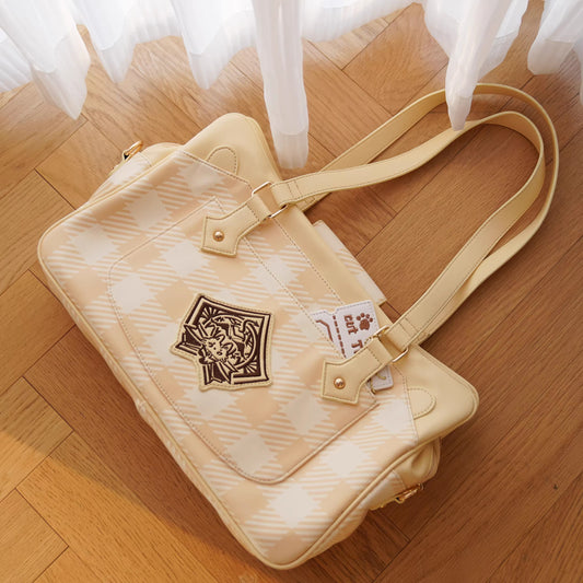 【予約】morning glory 猫の契約 スクバ風 チェック柄 痛バッグ 全7色(チケット風カードケース付き)