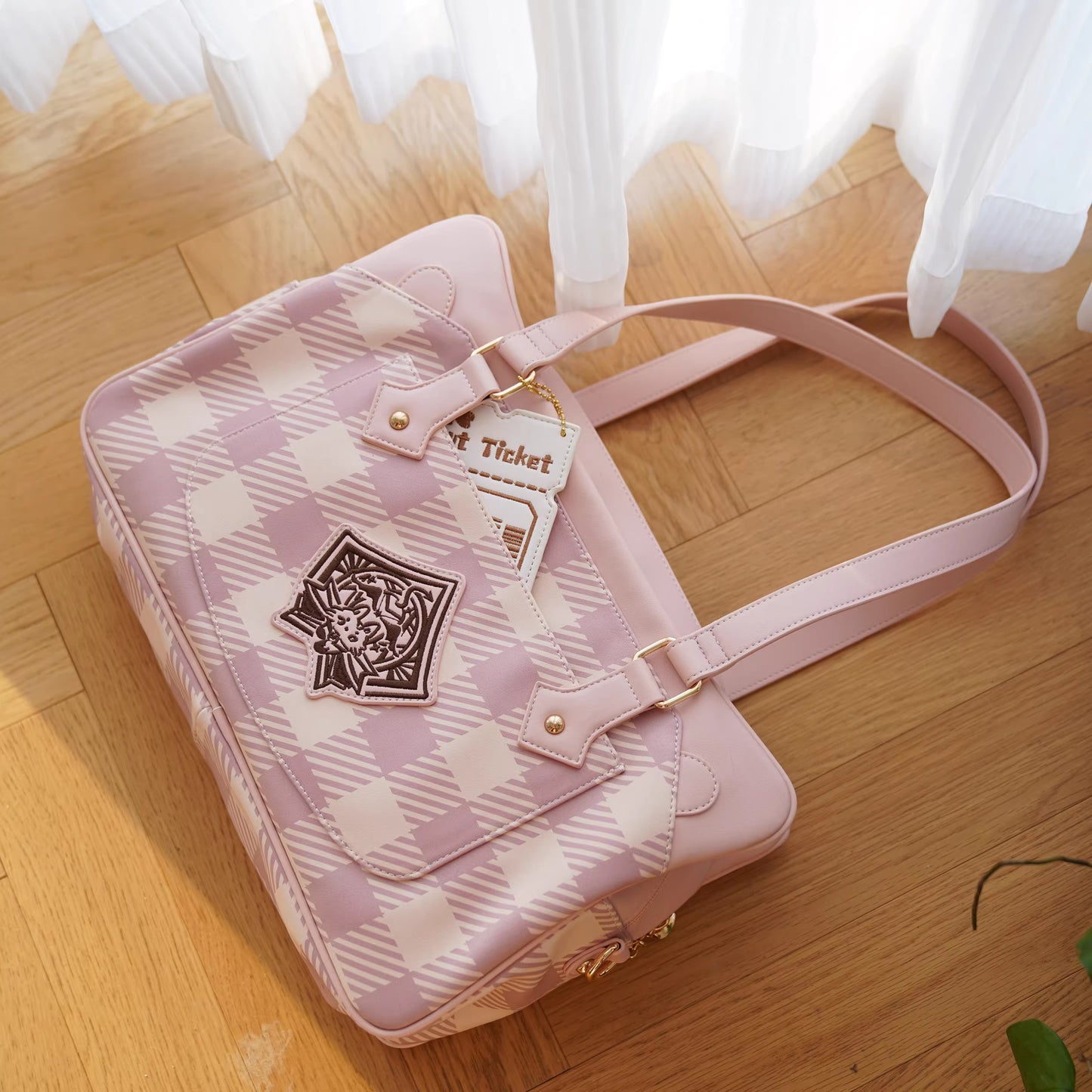 【予約】morning glory 猫の契約 スクバ風 チェック柄 痛バッグ 全7色(チケット風カードケース付き)