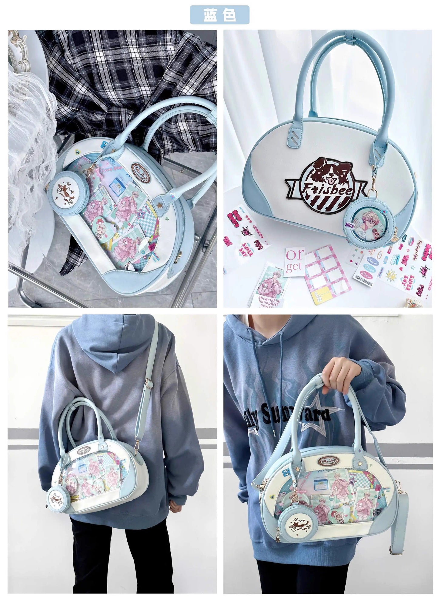 【予約】morning glory ワンちゃんフリスビー スポーティー2WAY痛バッグ 全10色(缶バッジケース付き)