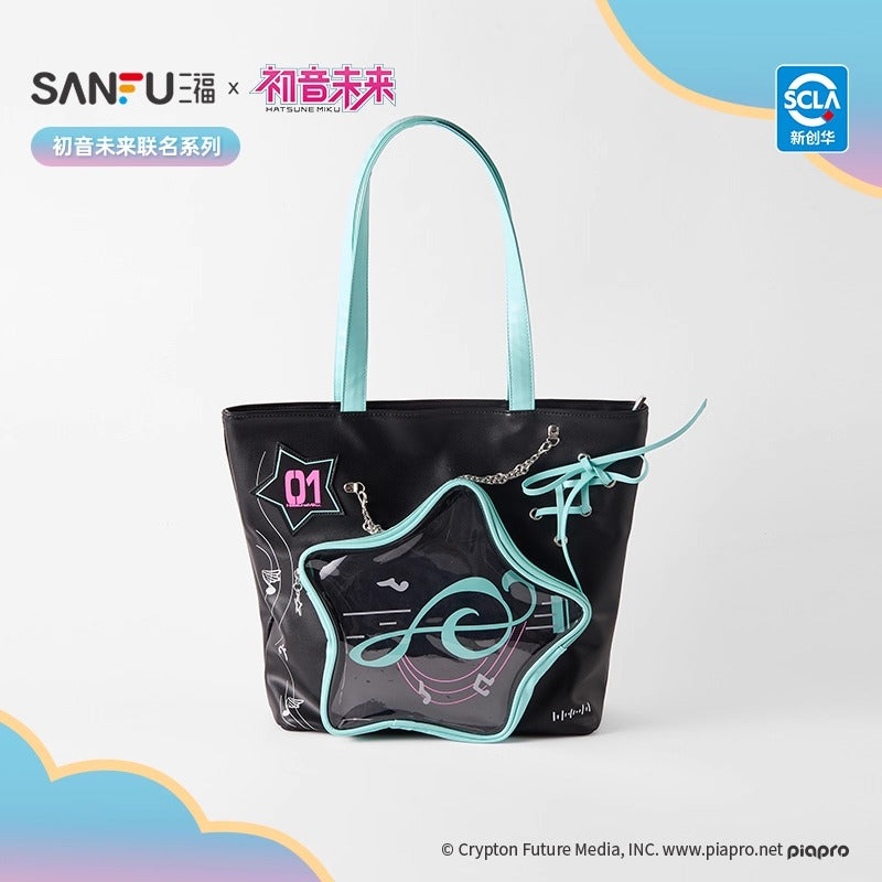 【予約】初音ミク 中国限定 SANFUコラボ 音符PUトート痛バッグ