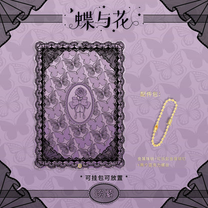 BeautyGoods 蝶と花 ブラックレース アクリルフレーム カードサイズ