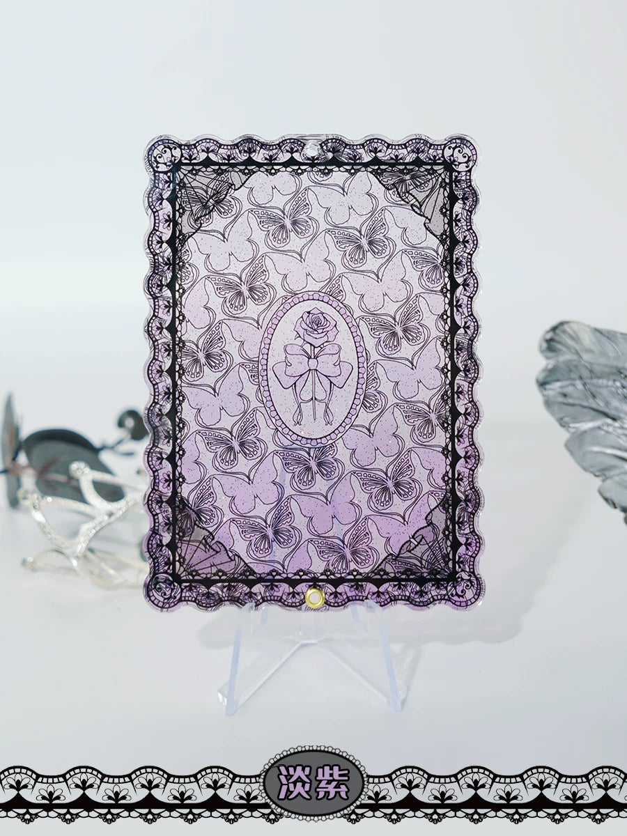 BeautyGoods 蝶と花 ブラックレース アクリルフレーム カードサイズ