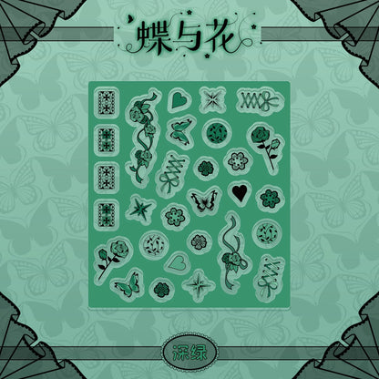 BeautyGoods 蝶と花 ブラックレース アクリルパーツ