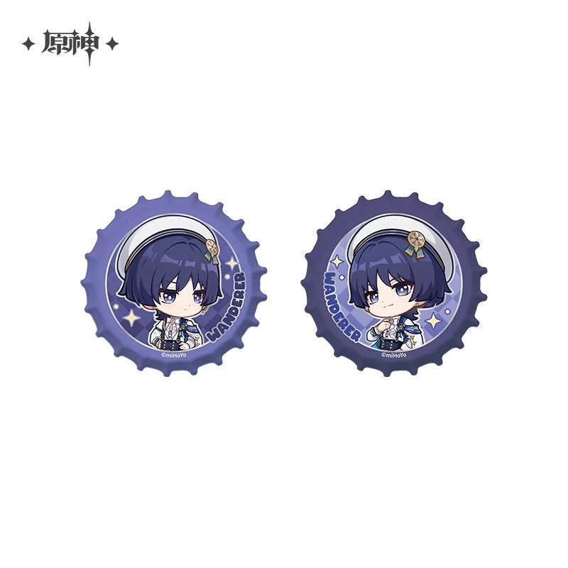 原神「璀夜華宴」シリーズ・放浪者 デフォルメボトルキャップ型マグネット缶バッジセット