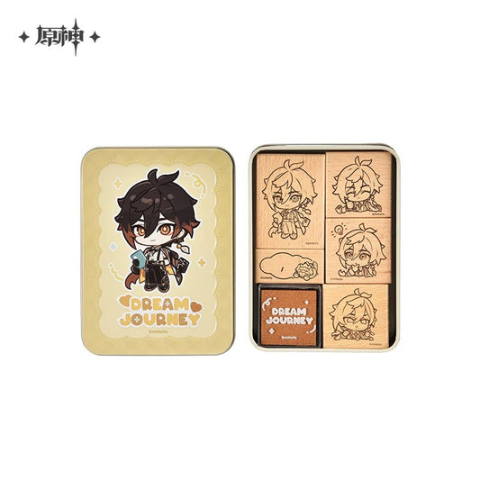 原神 星稚夢旅シリーズ デフォルメ木製スタンプBOX 鍾離