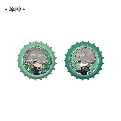 原神「璀夜華宴」シリーズ・アルハイゼン デフォルメボトルキャップ型マグネット缶バッジセット