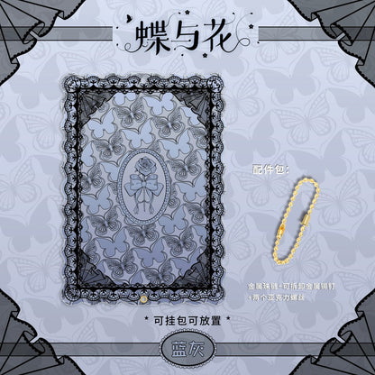 BeautyGoods 蝶と花 ブラックレース アクリルフレーム カードサイズ