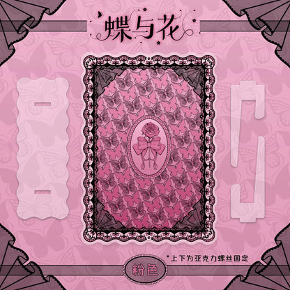 BeautyGoods 蝶と花 ブラックレース アクリルフレーム大