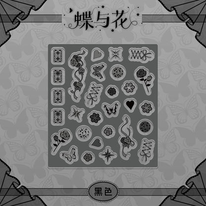 BeautyGoods 蝶と花 ブラックレース アクリルパーツ