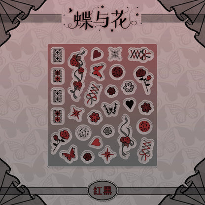 BeautyGoods 蝶と花 ブラックレース アクリルパーツ