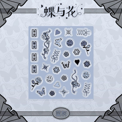BeautyGoods 蝶と花 ブラックレース アクリルパーツ