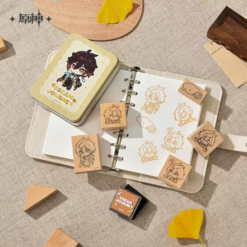 原神 星稚夢旅シリーズ デフォルメ木製スタンプBOX 鍾離