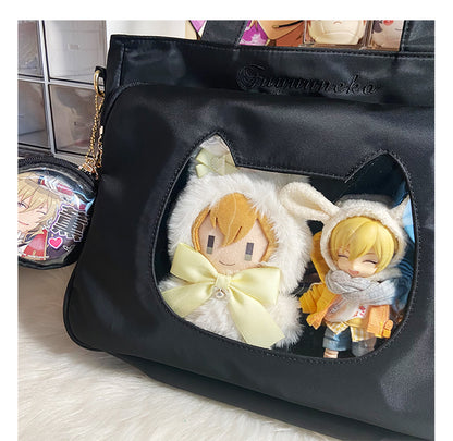 【予約】浮遊猫 「ネコ」両面痛バッグ 缶バッジバッグ付き
