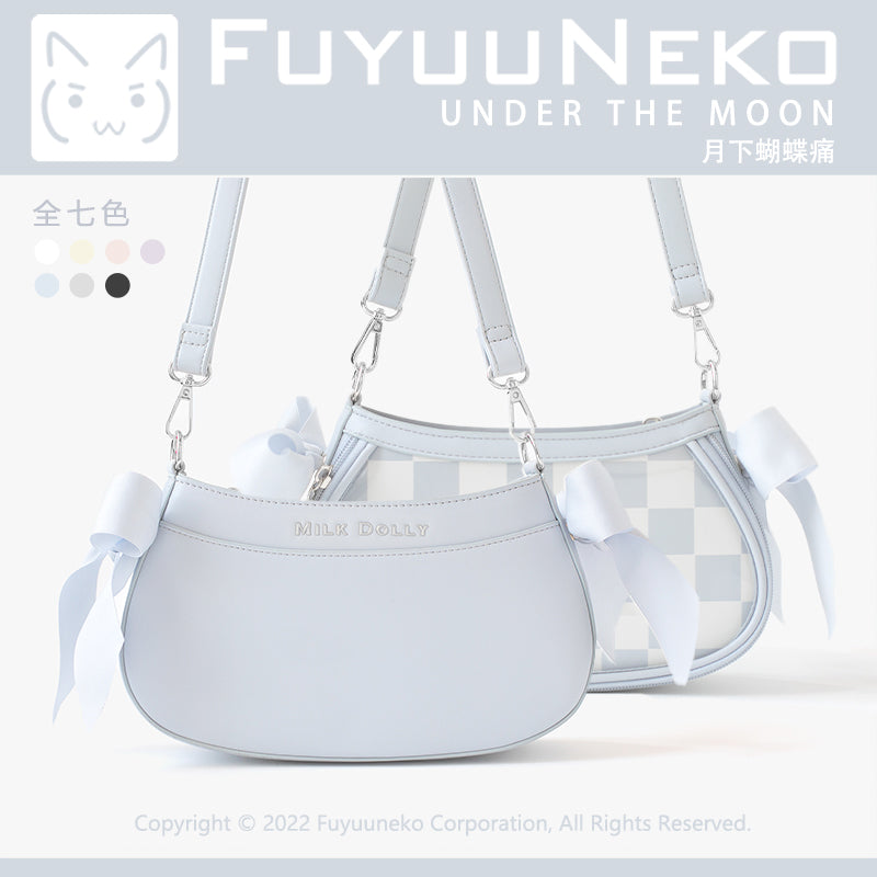 【予約】浮遊猫 「月下の蝶」痛バッグ レザー 缶バッジポーチ付き