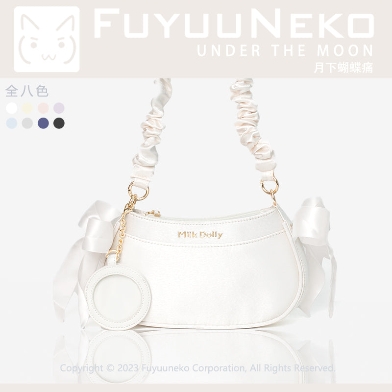 【予約】浮遊猫 「月下の蝶」痛バッグ サテン 缶バッジポーチ付き