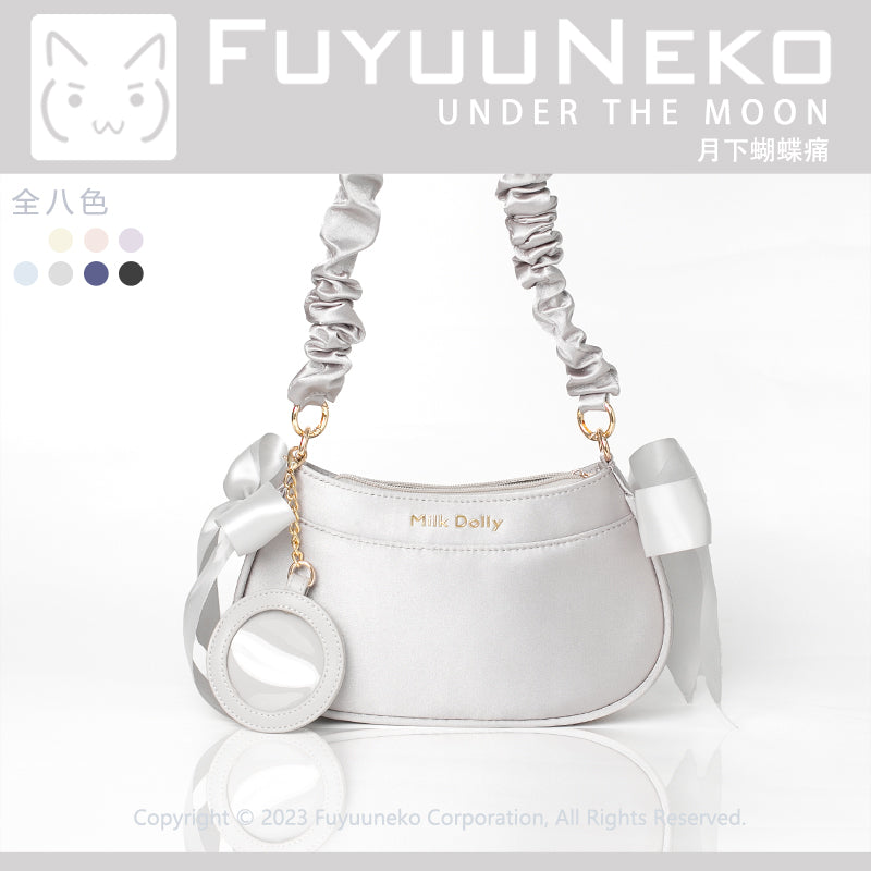 【予約】浮遊猫 「月下の蝶」痛バッグ サテン 缶バッジポーチ付き