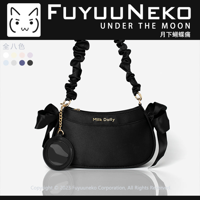 【予約】浮遊猫 「月下の蝶」痛バッグ サテン 缶バッジポーチ付き