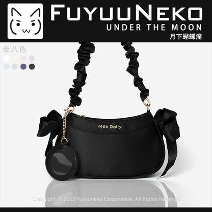 【予約】浮遊猫 「月下の蝶」痛バッグ サテン 缶バッジポーチ付き