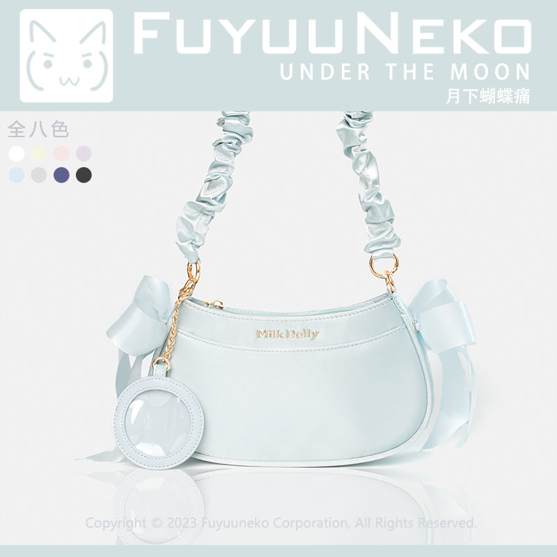 【予約】浮遊猫 「月下の蝶」痛バッグ サテン 缶バッジポーチ付き