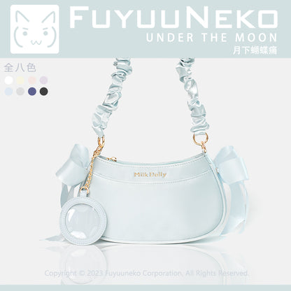 【予約】浮遊猫 「月下の蝶」痛バッグ サテン 缶バッジポーチ付き