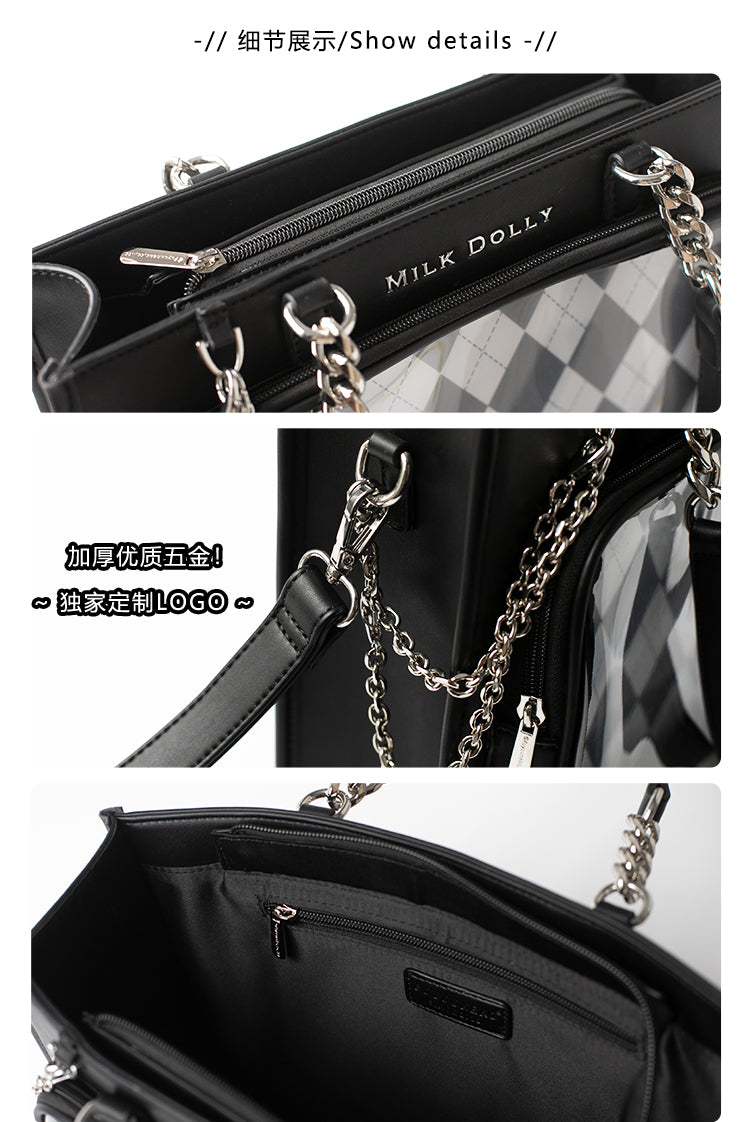 【予約】浮遊猫 「チェック柄」痛バッグ 2wayトート レザー