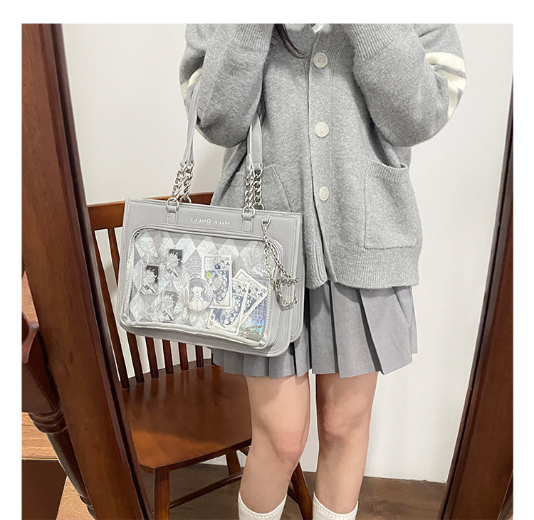 【予約】浮遊猫 「チェック柄」痛バッグ 2wayトート レザー