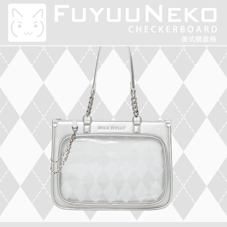 【予約】浮遊猫 「チェック柄」痛バッグ 2wayトート レザー