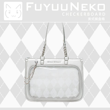 【予約】浮遊猫 「チェック柄」痛バッグ 2wayトート レザー