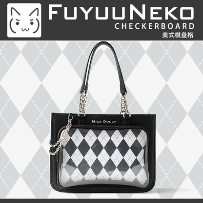 【予約】浮遊猫 「チェック柄」痛バッグ 2wayトート レザー