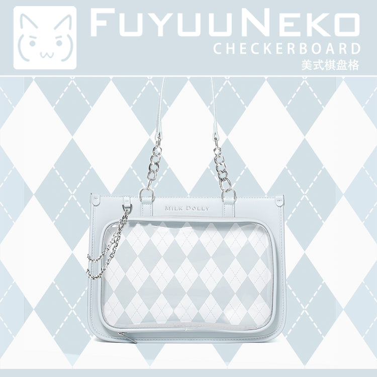 【予約】浮遊猫 「チェック柄」痛バッグ 2wayトート レザー