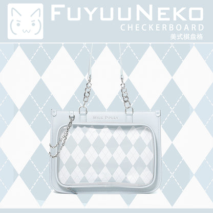 【予約】浮遊猫 「チェック柄」痛バッグ 2wayトート レザー