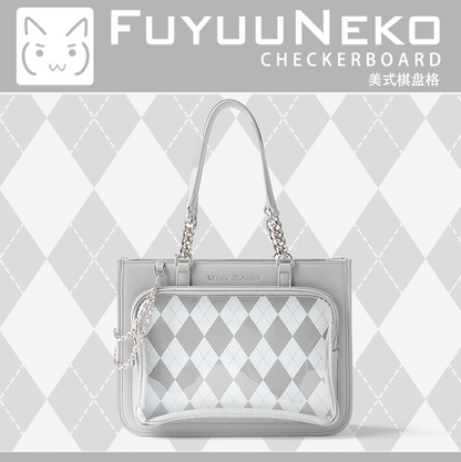【予約】浮遊猫 「チェック柄」痛バッグ 2wayトート レザー