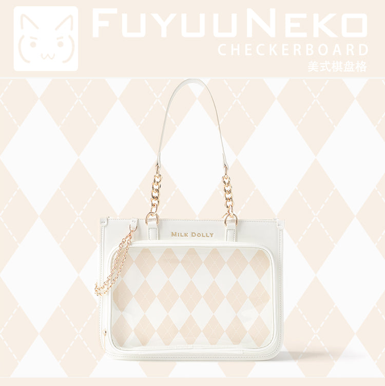 【予約】浮遊猫 「チェック柄」痛バッグ 2wayトート レザー