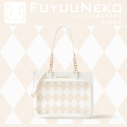 【予約】浮遊猫 「チェック柄」痛バッグ 2wayトート レザー