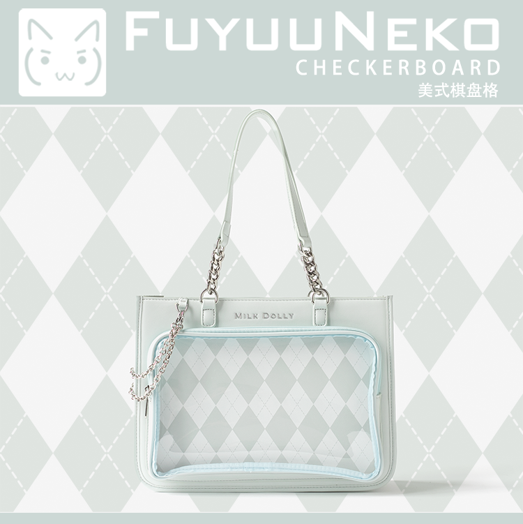 【予約】浮遊猫 「チェック柄」痛バッグ 2wayトート レザー