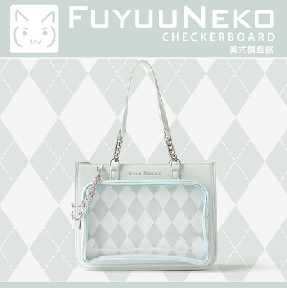 【予約】浮遊猫 「チェック柄」痛バッグ 2wayトート レザー