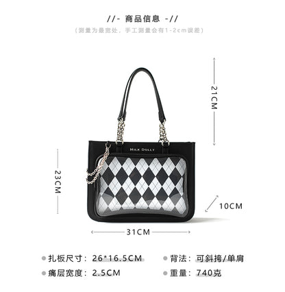 【予約】浮遊猫 「チェック柄」痛バッグ 2wayトート レザー