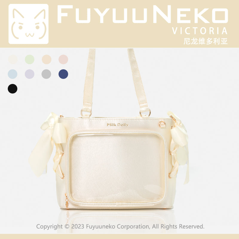 【予約】浮遊猫 「ヴィクトリア」痛バッグ 2wayトート サテン