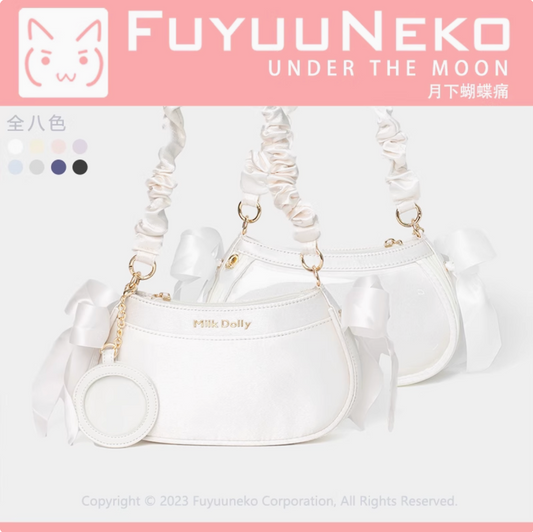 【予約】浮遊猫 「月下の蝶」痛バッグ サテン 缶バッジポーチ付き
