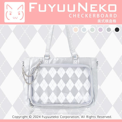 【予約】浮遊猫 「チェック柄」痛バッグ 2wayトート サテン