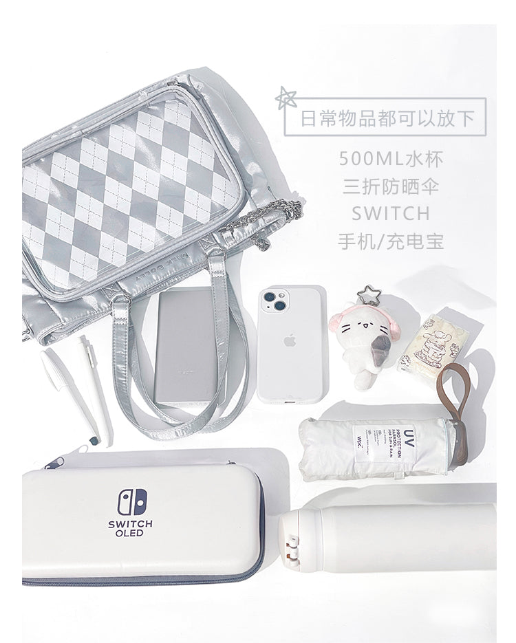 【予約】浮遊猫 「チェック柄」痛バッグ 2wayトート サテン