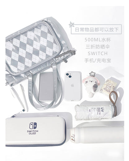 【予約】浮遊猫 「チェック柄」痛バッグ 2wayトート サテン