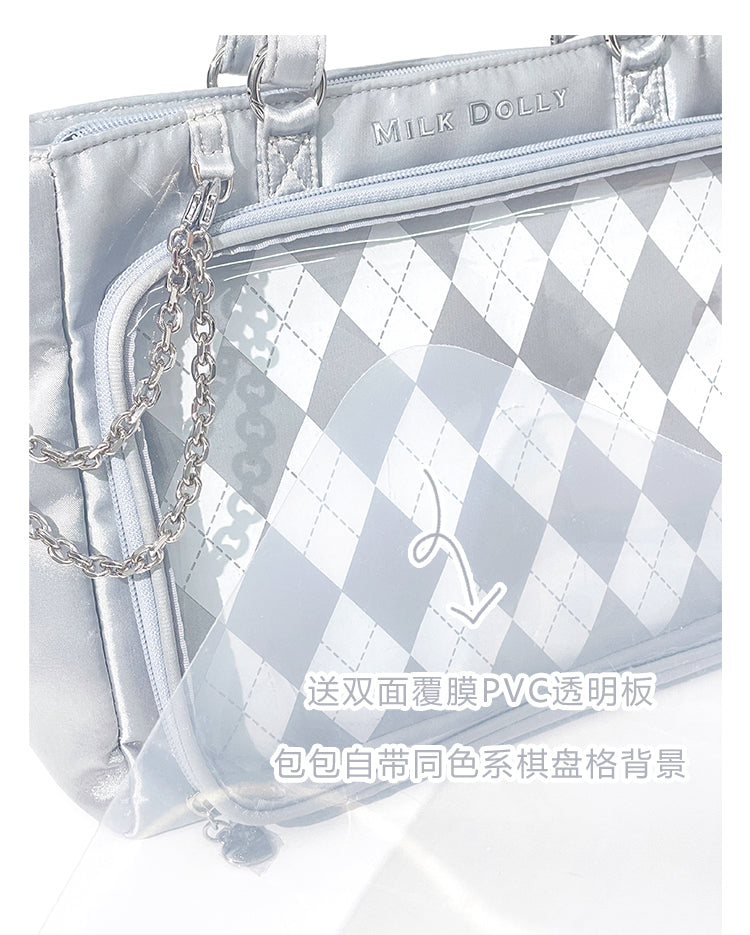 【予約】浮遊猫 「チェック柄」痛バッグ 2wayトート サテン