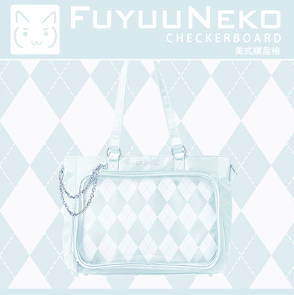 【予約】浮遊猫 「チェック柄」痛バッグ 2wayトート サテン