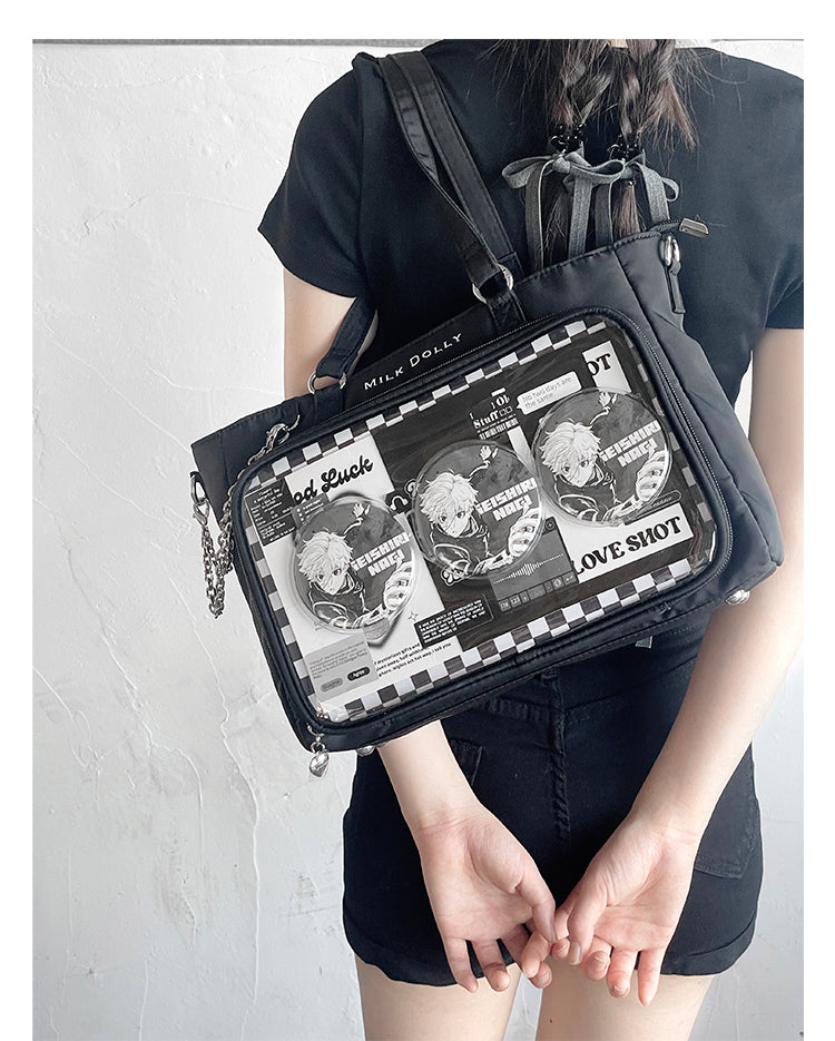 【予約】浮遊猫 「チェック柄」痛バッグ 2wayトート サテン