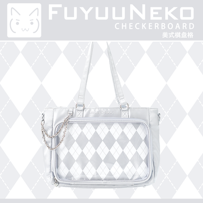 【予約】浮遊猫 「チェック柄」痛バッグ 2wayトート サテン