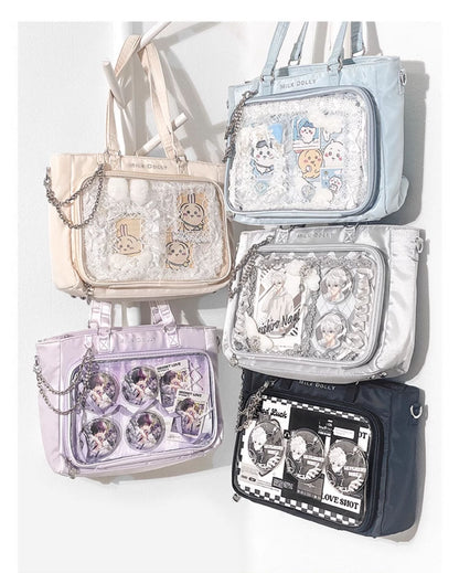 【予約】浮遊猫 「チェック柄」痛バッグ 2wayトート サテン