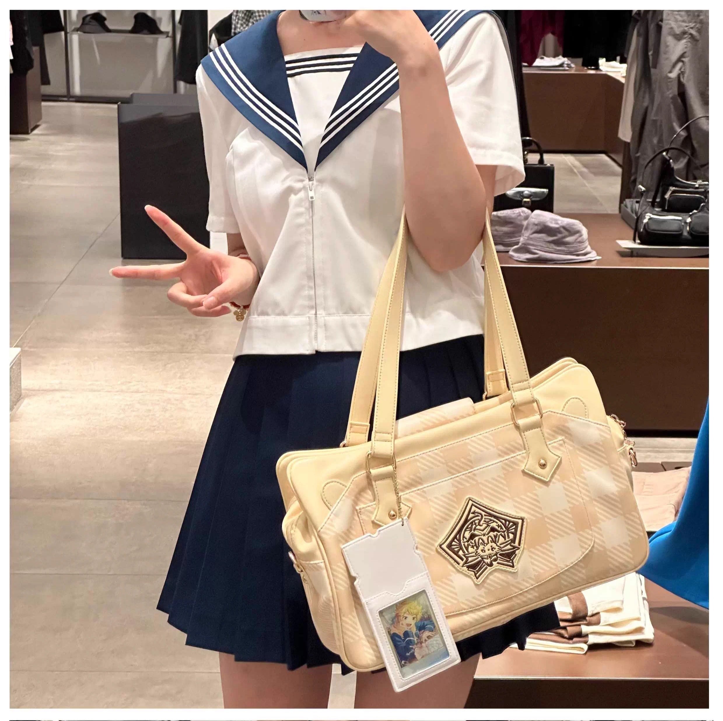 予約】morning glory 猫の契約 スクバ風 チェック柄 痛バッグ 全7色