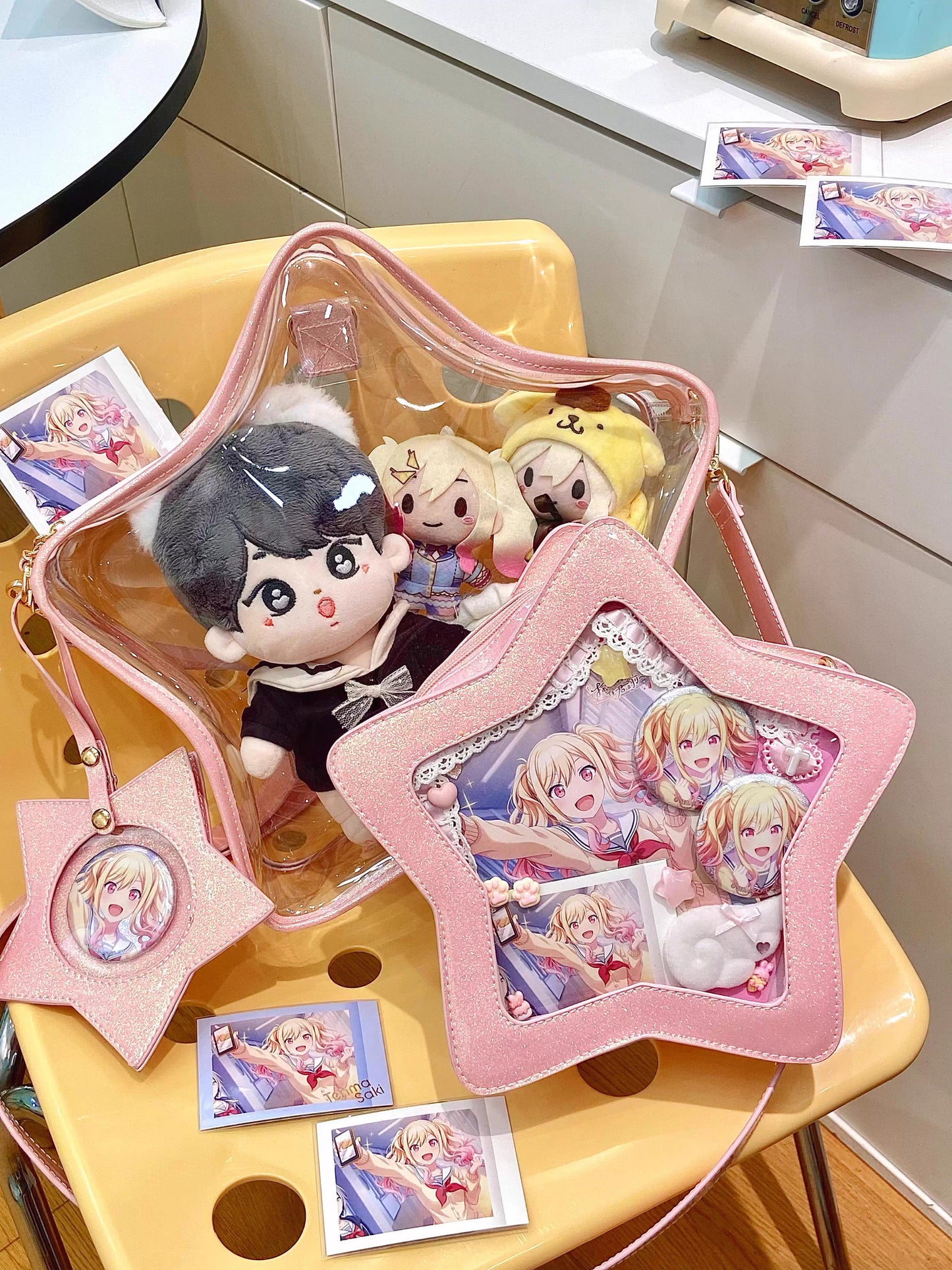 【予約】morning glory キュートスター 星型痛バッグ 透明ぬいバッグ 全11色（缶バッジケース付き）